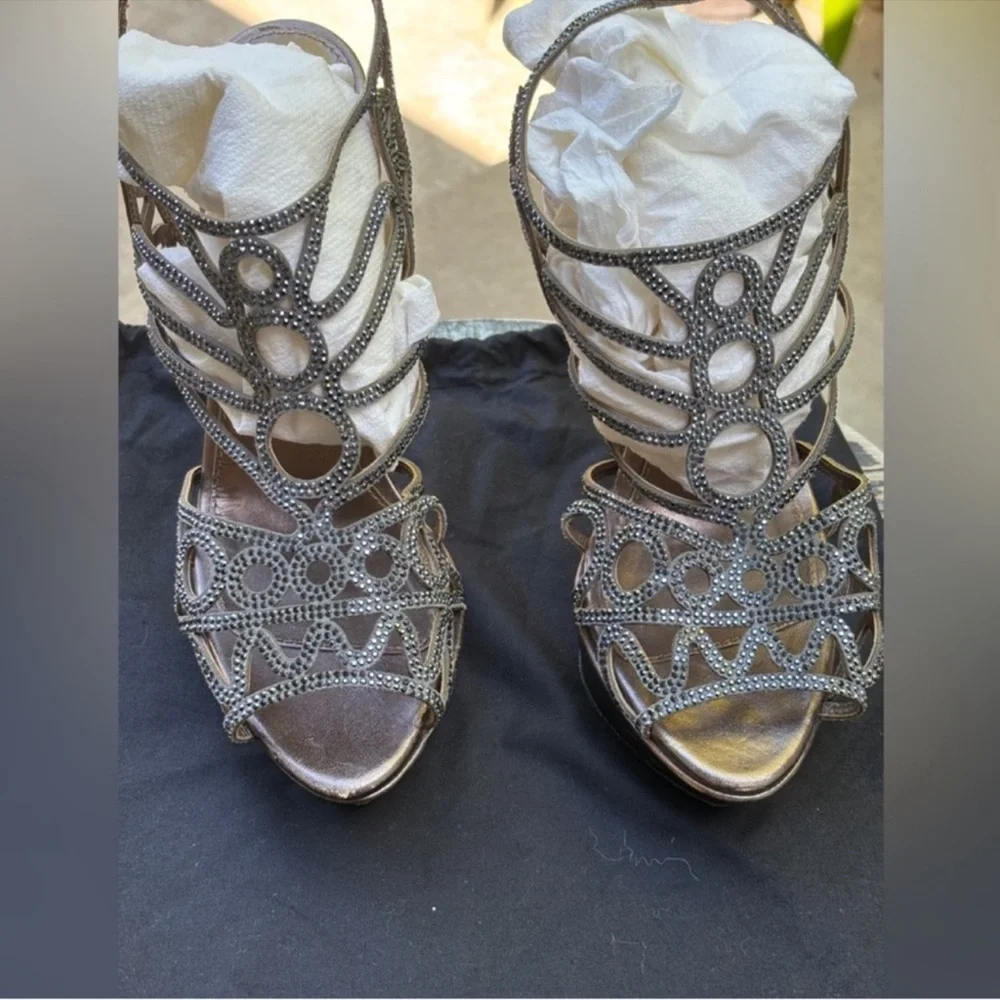 Sergio Rossi crystal strappy platform heels - Picture 3 of 7